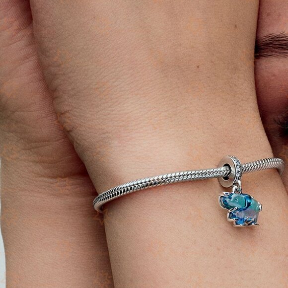 Pandora Blue Murano Glass Elephant Dangle Charm - Picture 3 of 4